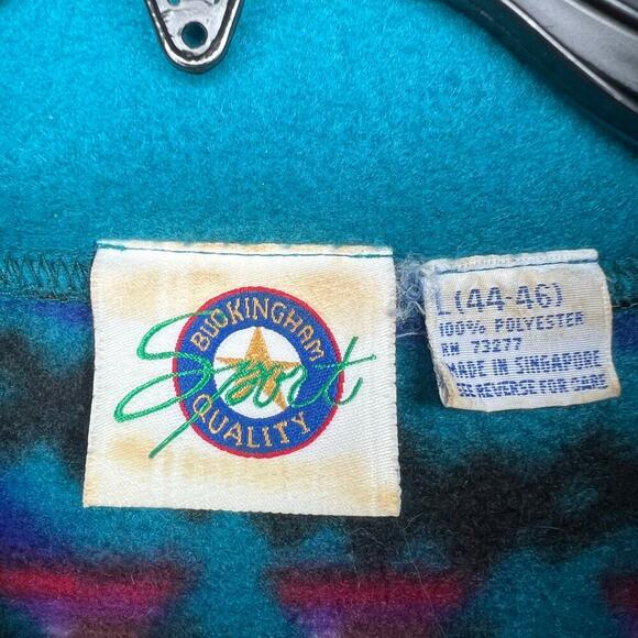 Vintage Men's 90s 1/4 ZipPullover Fleece Size Large Aztec Snow Ski Snowboard 80s - Picture 6 of 8